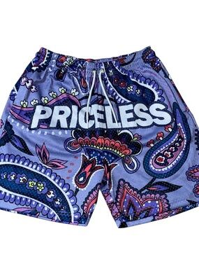 Priceless Apparel Bandanna Print Drawstring Shorts Purple / Multicolor Large (D)